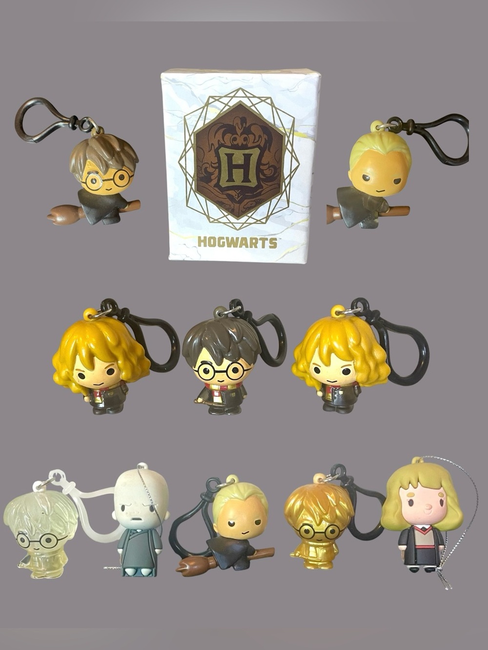 Harry Potter 8 Bag Clip Keychains 2 Ornaments 1 Book Hermione Draco Voldemort